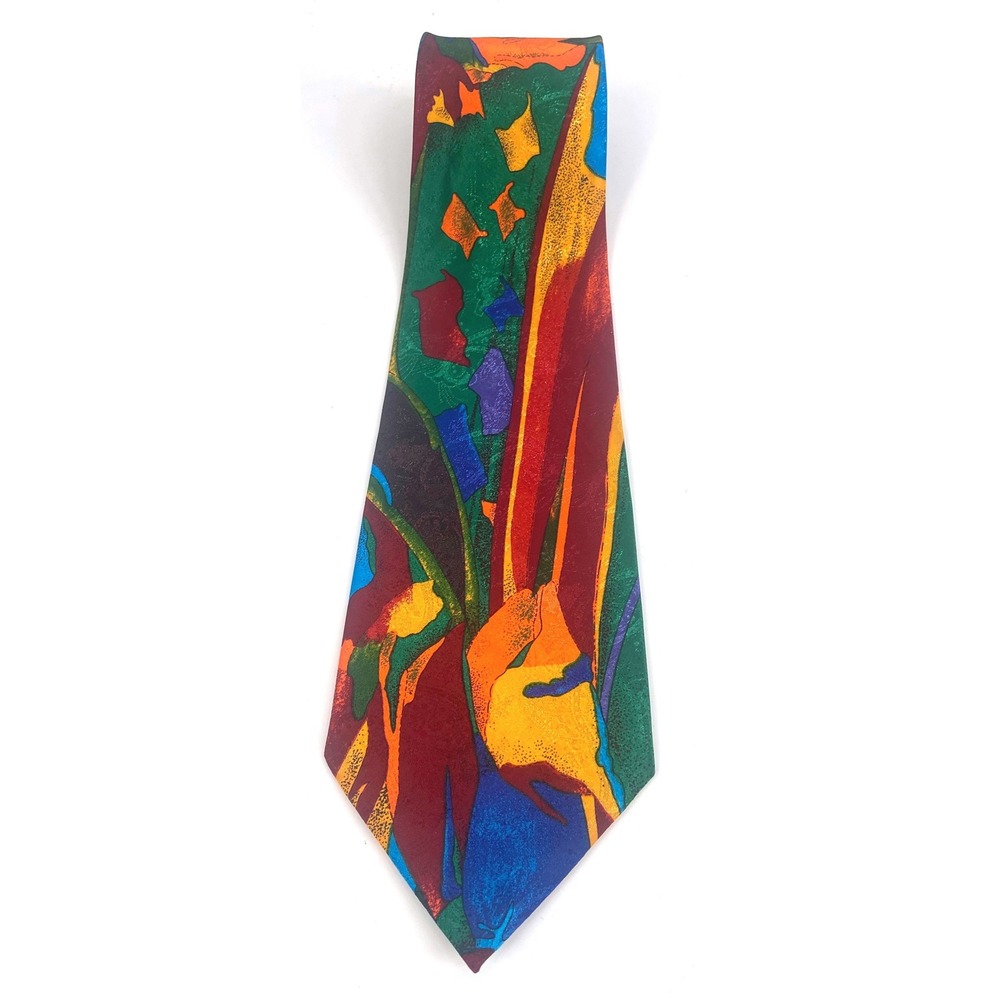 Studio 890 Mens Abstract Multi Color Print Polyester Necktie New With Tags